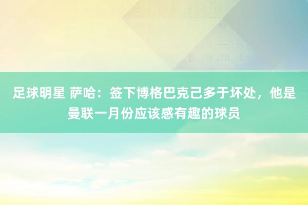 足球明星 萨哈：签下博格巴克己多于坏处，他是曼联一月份应该感有趣的球员