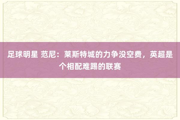 足球明星 范尼：莱斯特城的力争没空费，英超是个相配难踢的联赛