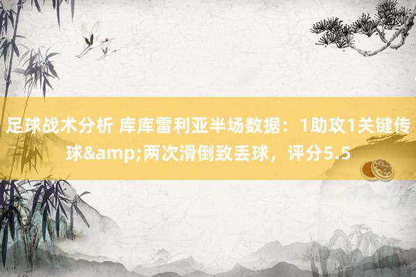 足球战术分析 库库雷利亚半场数据：1助攻1关键传球&两次滑倒致丢球，评分5.5